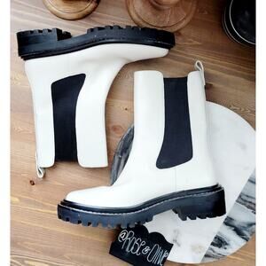 Tory Burch White Benton Lug Sole Chelsea Boots